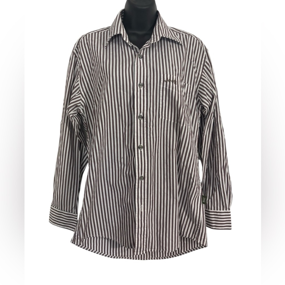 Jeep Burgundy and White Striped Men's Shirt